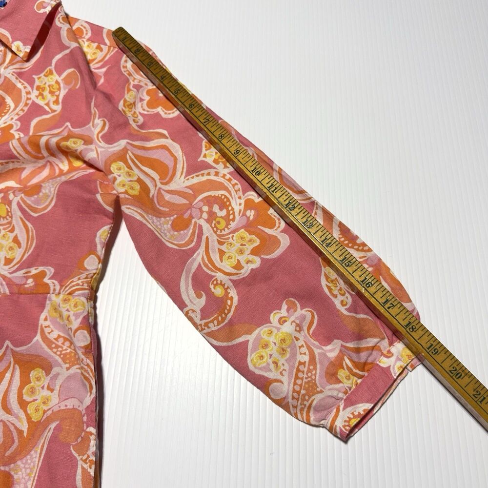 J. McLaughlin Linen Cotton Floral Paisley Button Front Midi Dress Drawstring M - Picture 12 of 13